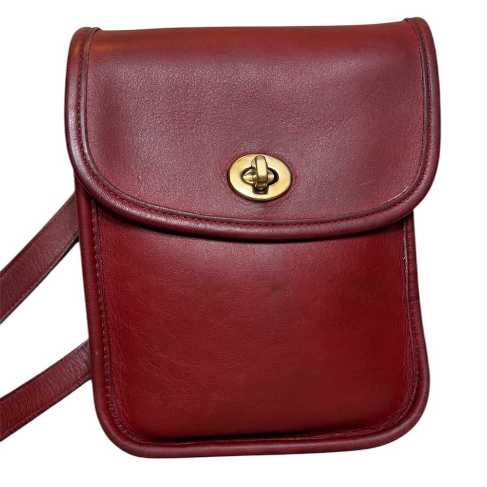 Vintage Coach Leather Crossbody Handbag Purse Small Sidepack 9978 Red Made 1995